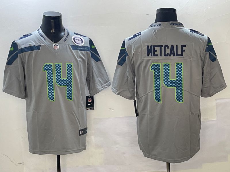 Men Seattle Seahawks 14 Metcalf Grey Second generation 2025 Nike Limited NFL Jersey style 4